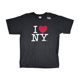 Vtg I Love NY 9/11 Tribute T-Shirt Black Men's Large 2001 USA Flag Graphic‎ Tee